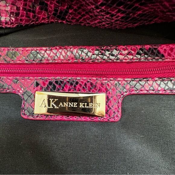 Anne Klein Y2K Genuine Leather Purse Plum Black Shoulder Bag - Picture 4 of 13